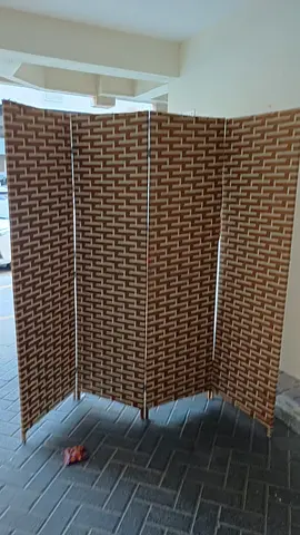 Folding Woven Room Divider / Privacy Screen - 4 Panels
