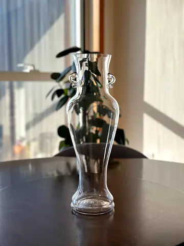 Tall Clear Glass Decorative Vase with Handles-brand new