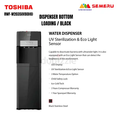 Toshiba Bottom Load Water Dispenser, UV, Black, RWF-W2035UVBG(K)