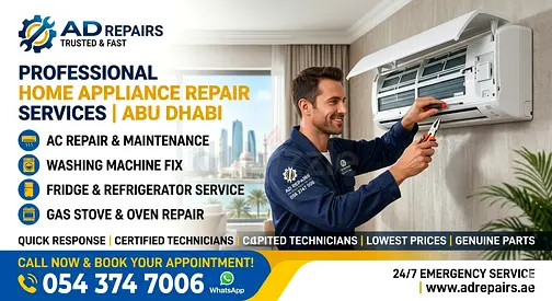 Ac; washing machine; fridge; micro stove; repair