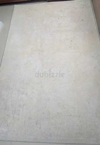 Large Light Beige Solid Color Rug - Good Condition