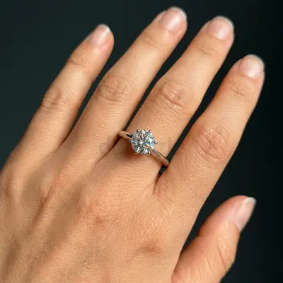 Brand new, 925 Sterling silver, moissanite stud ring
