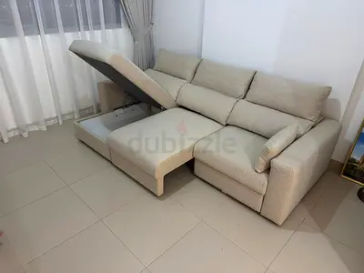 IKEA Esklstuna L Shape Sofa Bed Beige