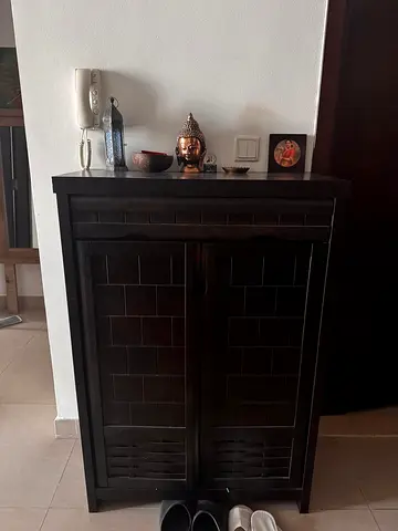 Wooden Shoe rack Cabinet with Patterned Doors