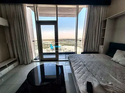 Furnished Studio | Miraclz Tower Arjan | Balcony With City & Park View