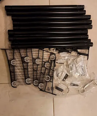 Double curtain rod adjustable length from 1 to 4 m and and double brackets - 2 complete sets