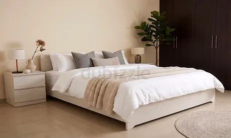 Queen Bed Frame + Mattress (White) PAN HOME Malmo