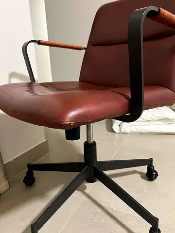 West elm Leather swivel office chair with armrests
