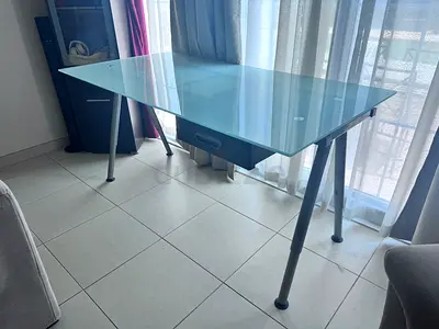 Glass Top Study/Computer Desk with Drawer — Good Condition