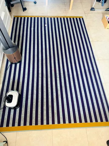 IKEA Korsning blue 160x 230 cm medim floor rug with violet & yellow trim - good condition