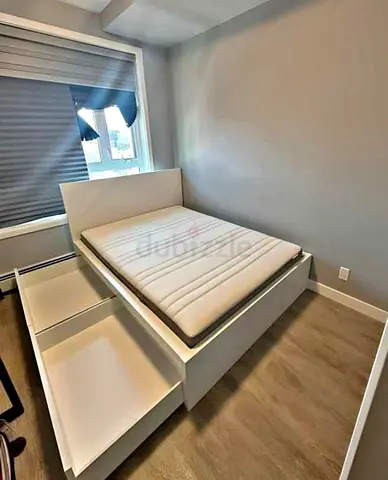 IKEA Malam queen size 160×200cm bed frame with 2 big storage drawers underneath and IKEA mattress