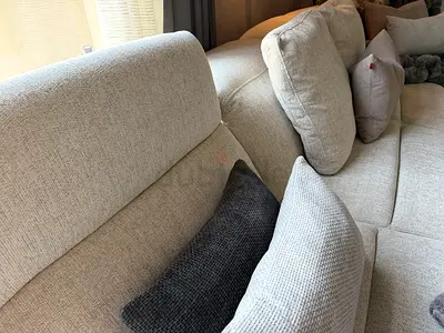 Light beige fabric L-shaped sofa - good condition