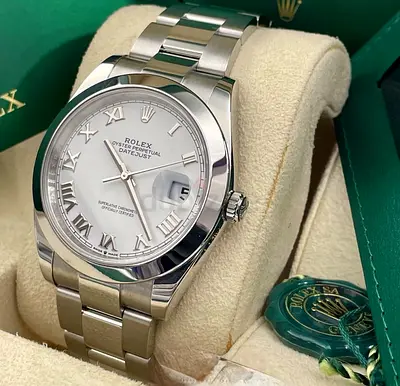 Rolex Datejust Oyster 41 Men's Watch - Stainless Steel, Roman Dial smooth bezel