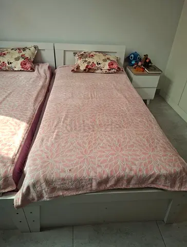 2 Single Beds + 2 Side Tables - HomeBox, 1 month used, like new