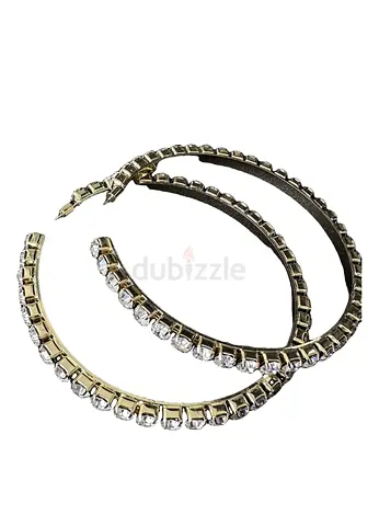 AREA LARGE CRYSTAL HOOP EARRINGS
