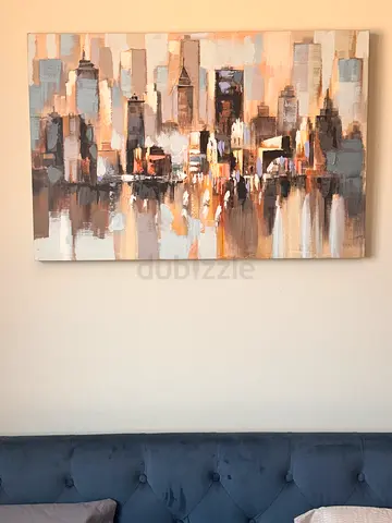 Abstract Cityscape Canvas Painting - Neutral Tones