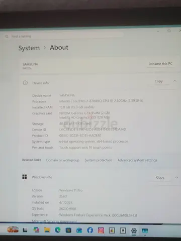 Samsung laptop i7 6th generation Touch screen