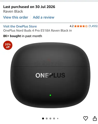 OnePlus Nord Buds 4 Pro E518A Raven Black @ 200AED pickup Next to Al rigga Metro
