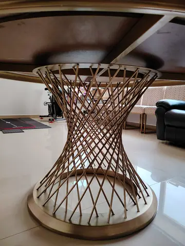 Amazing Marble Round dining table with 4 upholstered chairs - light wood finish from 2XL