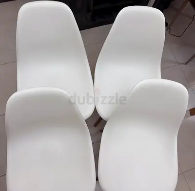 Set of 4 White Modern Dining Chairs - Good Condition
