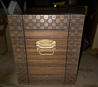 Wooden Decorative Side Table With Brass Handle. Perfect Condition. AED 200 Only.