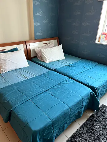 2 double Beds with Wooden Headboards & Mattresses –very Good Condition