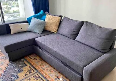 Comfortable L-Shaped Grey Sofa Bed with Storage