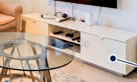 White low TV cabinet with storage - good condition