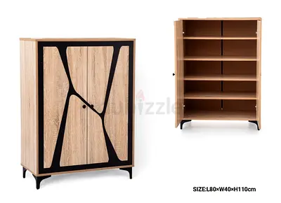 Wooden Storage Cabinet with Multiple Shelves - 80x40x110cm