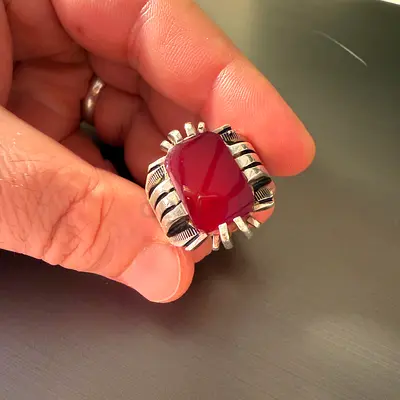 Silver Ring With Red Carnelian (Chalcedony)
