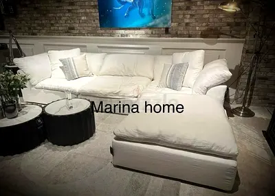 White color marina home luscious sofa with footstool