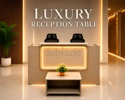 Luxury LED Reception Table – Modern Light Grey Office Reception Desk