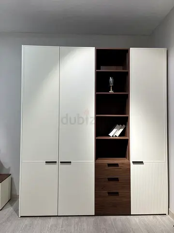 Modern Two-Tone Wardrobe with Shelves and Drawers