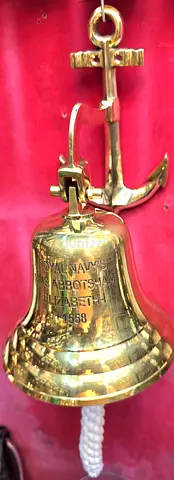 Brand new Royal navy london brass hanging bell 45 cms in height from london for sale.