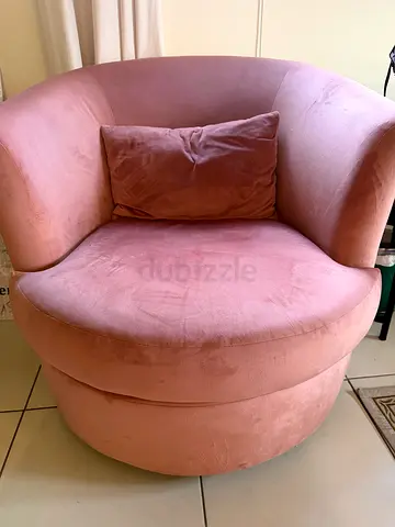 Pink Round Swivel Accent Chair with Cushion - Good Condition