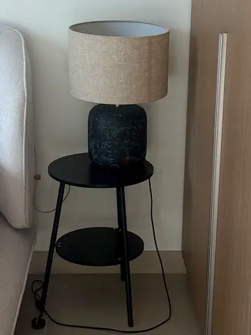 Bedside table with lamp