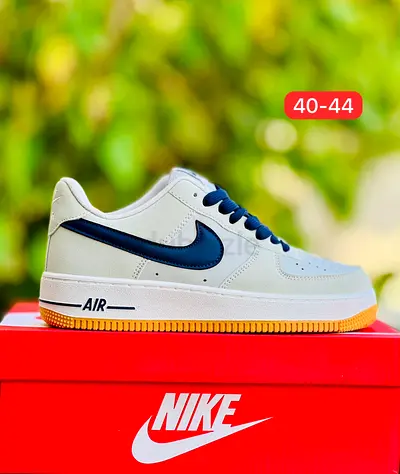 Nike Air Force-style sneakers white with navy swoosh, sizes 40-44
