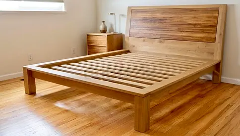 CRATE and BARREL Sierra King Bed reclaimed natural teak and oak wood (only bed frame)