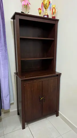 Wooden Storage Cabinet with Open Shelves