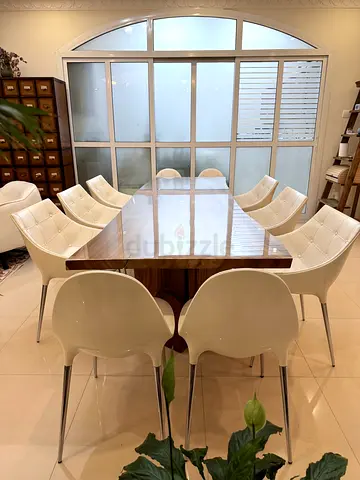 x10 set CASSINA Passion Armchairs 6pcs and Caprice Chairs 4pcs white Italian leather W57 H80 D57cm