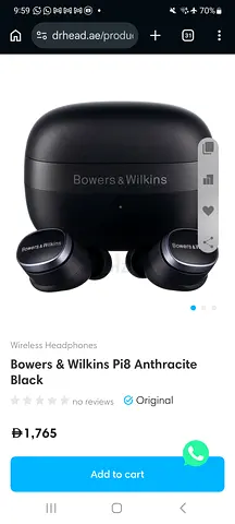Bowers & Wilkins PI8 True Wireless Earbuds - Anthracite Black