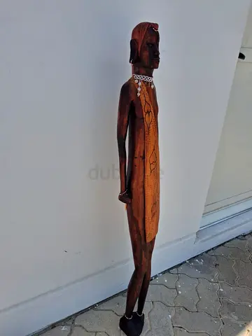 Hand-carved Wooden Tribal Statue - Tall Decorative Figure
