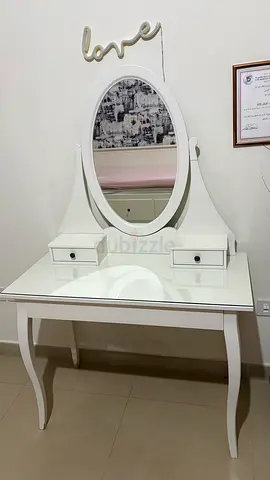 ikea White Dressing Table with Oval Mirror and Drawers. URGENT SELL!!