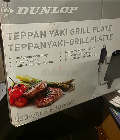 Dunlop Teppanyaki Grill Plate 1800W. Adjustable Thermostat, Drip Tray. Brandnew. Never Used. AED 200