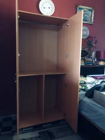 Light Wood Finish Wardrobe with Hanging Rail and Shelves