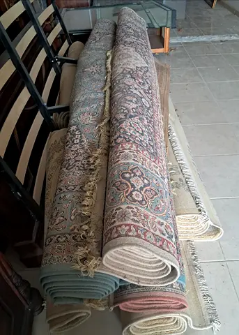 Set of rolled traditional area rugs — good condition, various sizes, Turkish