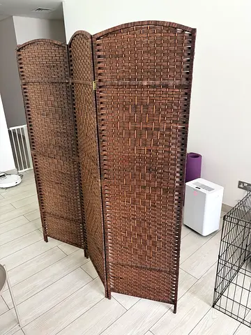 4-Panel Folding Room Divider / Privacy Screen – Brown