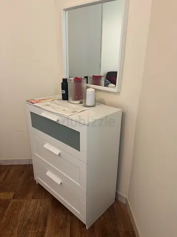 IKEA White 3-Drawer Dresser with Mirror — MIST SELL TODAY