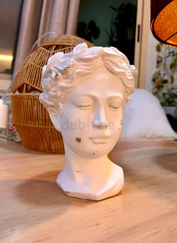 Goodness female woman head gypsum plaster planter pot (H 21cm)