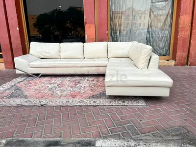 Original _ Leather Rochee Bobies L Shape Sofa Beige Like new Condition